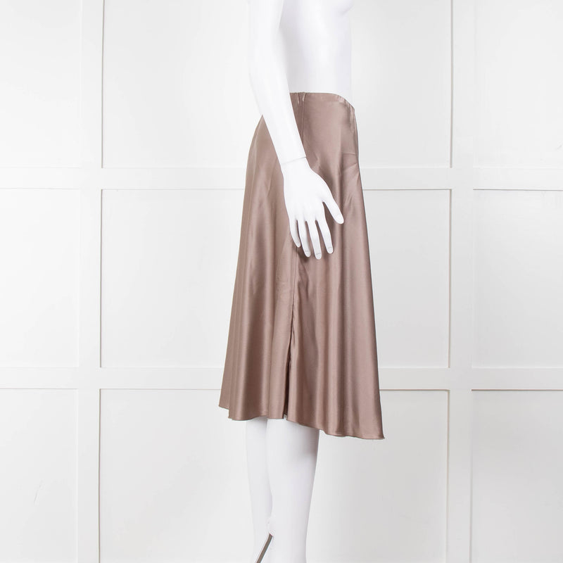 Amina Rubinacci Brown Silk Skirt With Elasticated Waist