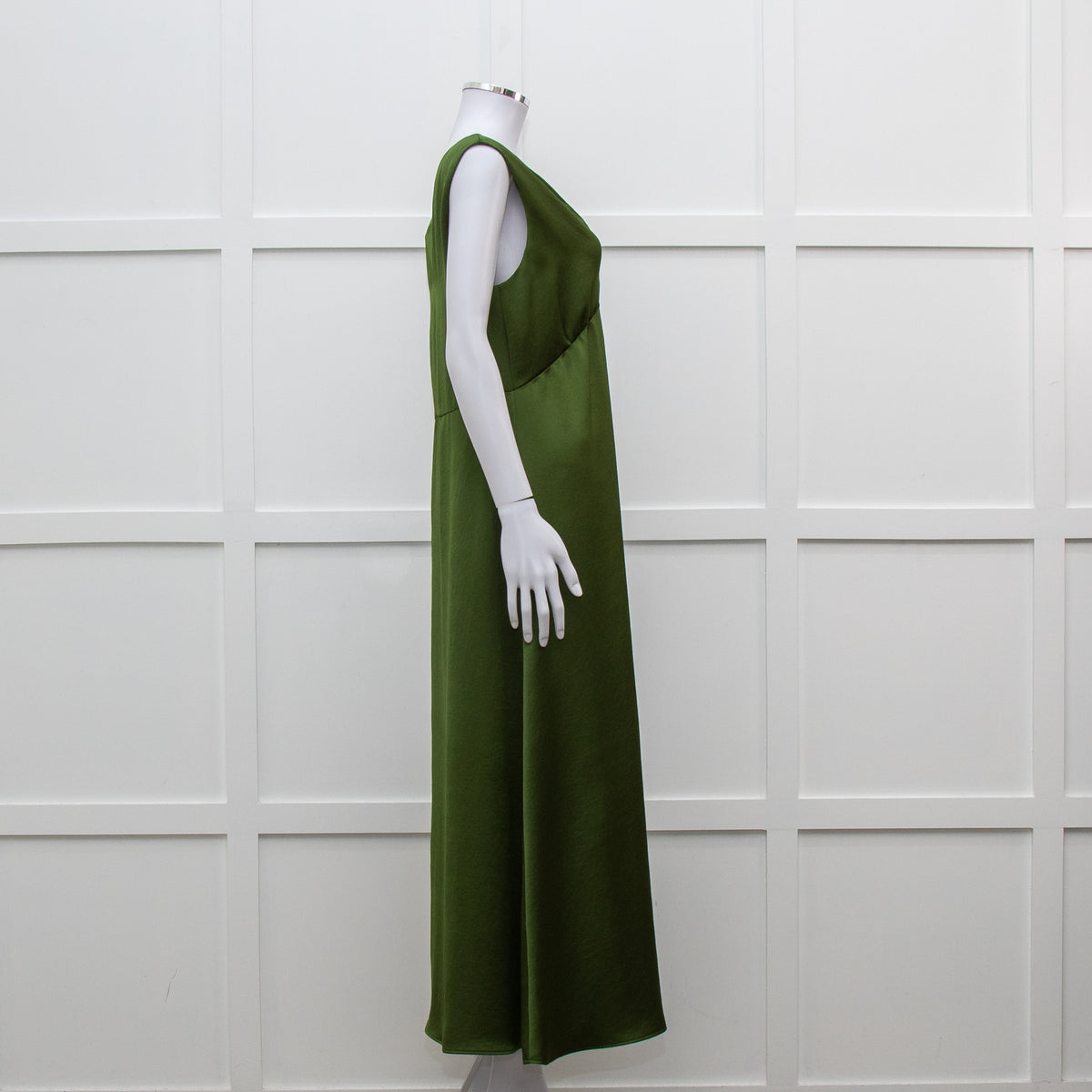 Weekend Max Mara Green Satin Sleeveless Midi Dress