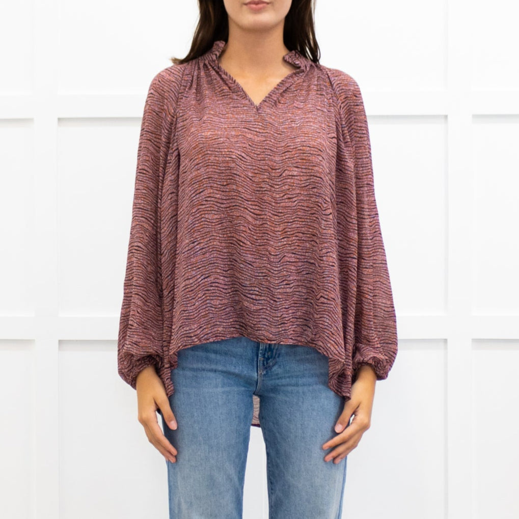 Second Female Blush Black Long Sleeve Blouse