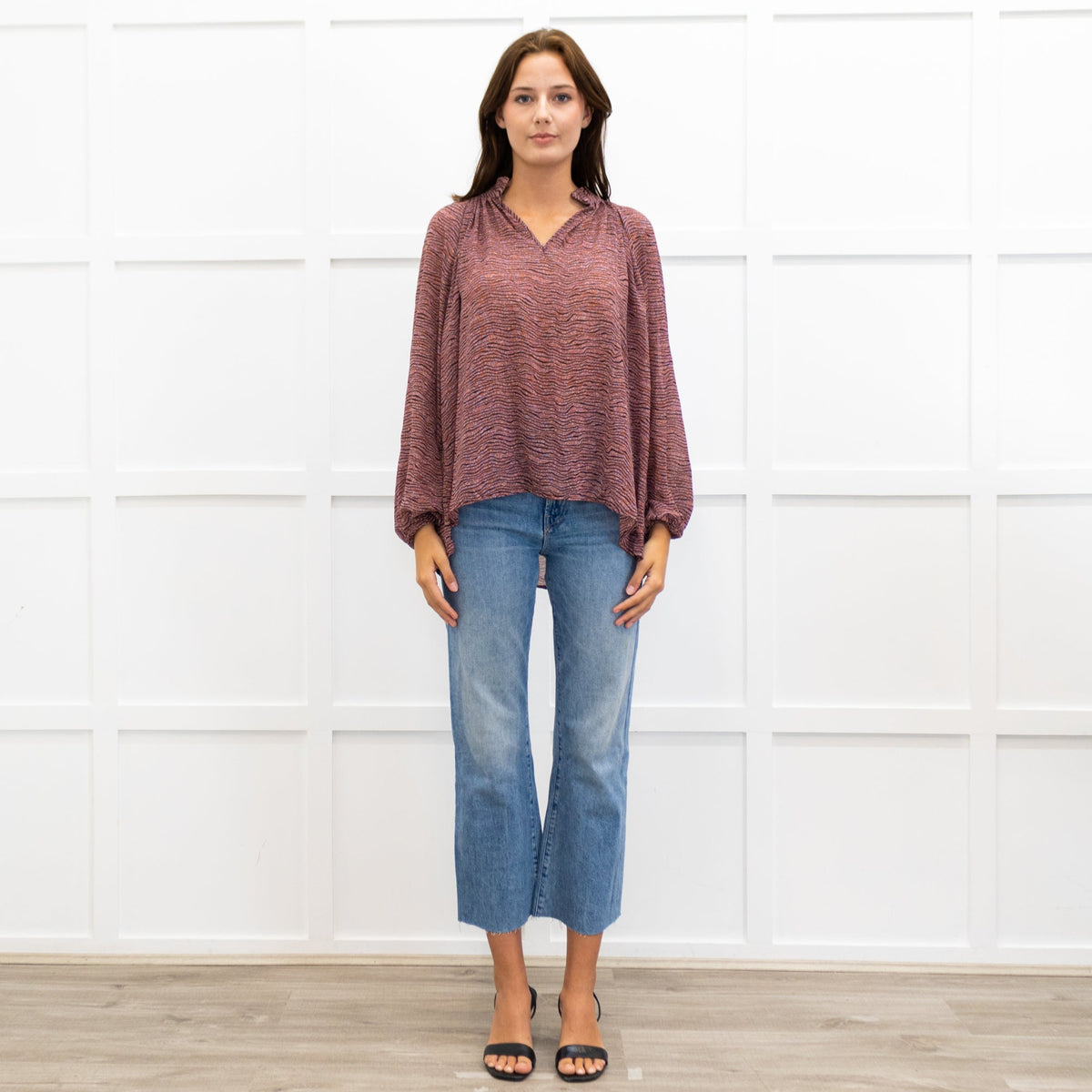 Second Female Blush Black Long Sleeve Blouse