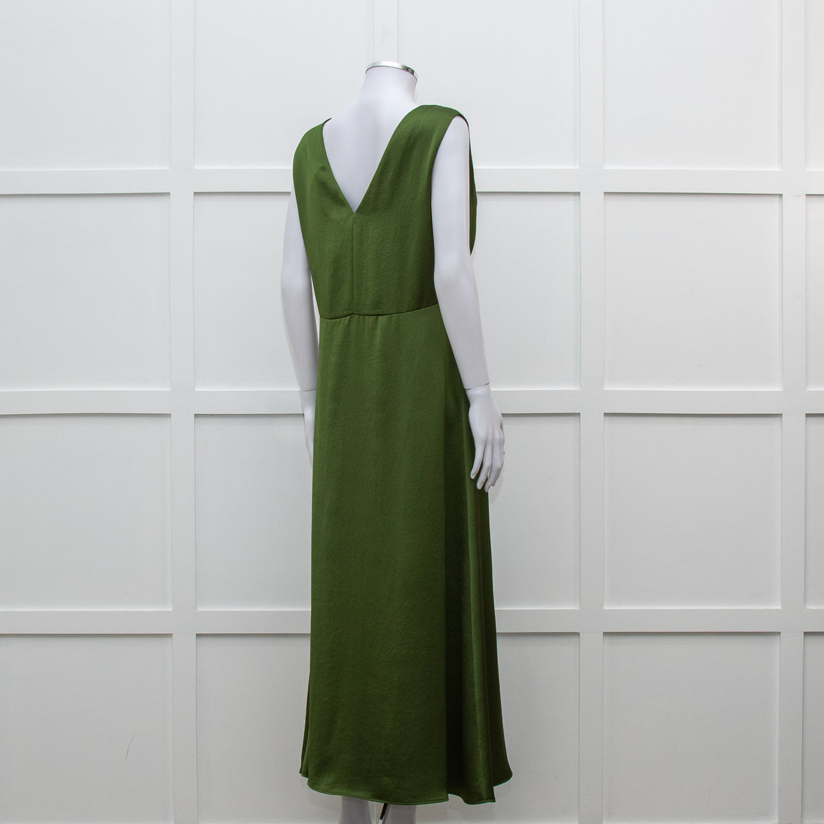 Weekend Max Mara Green Satin Sleeveless Midi Dress