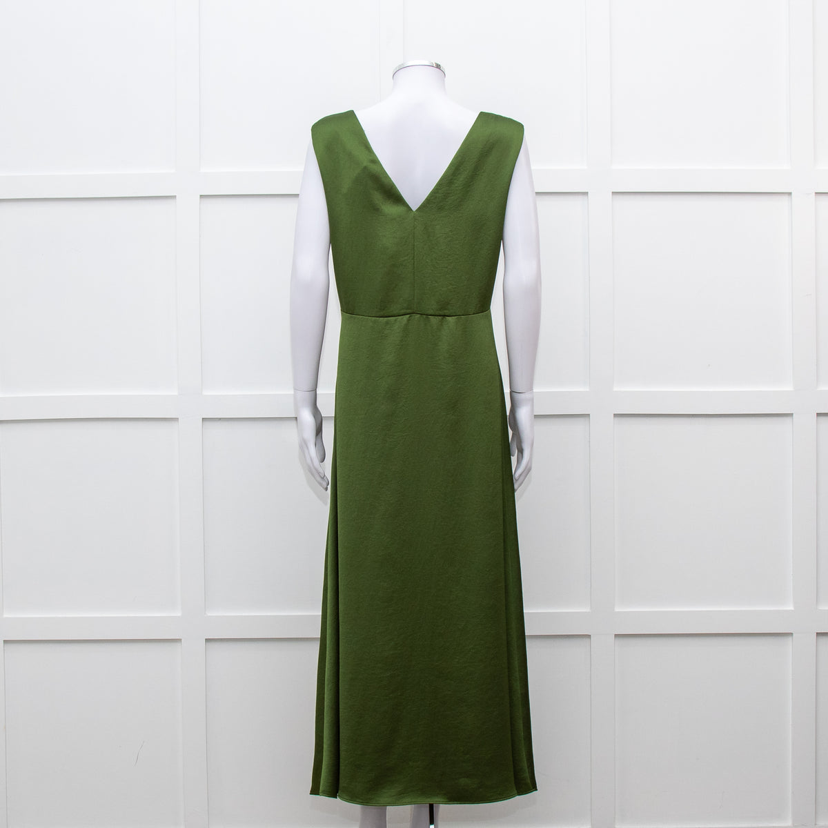 Weekend Max Mara Green Satin Sleeveless Midi Dress