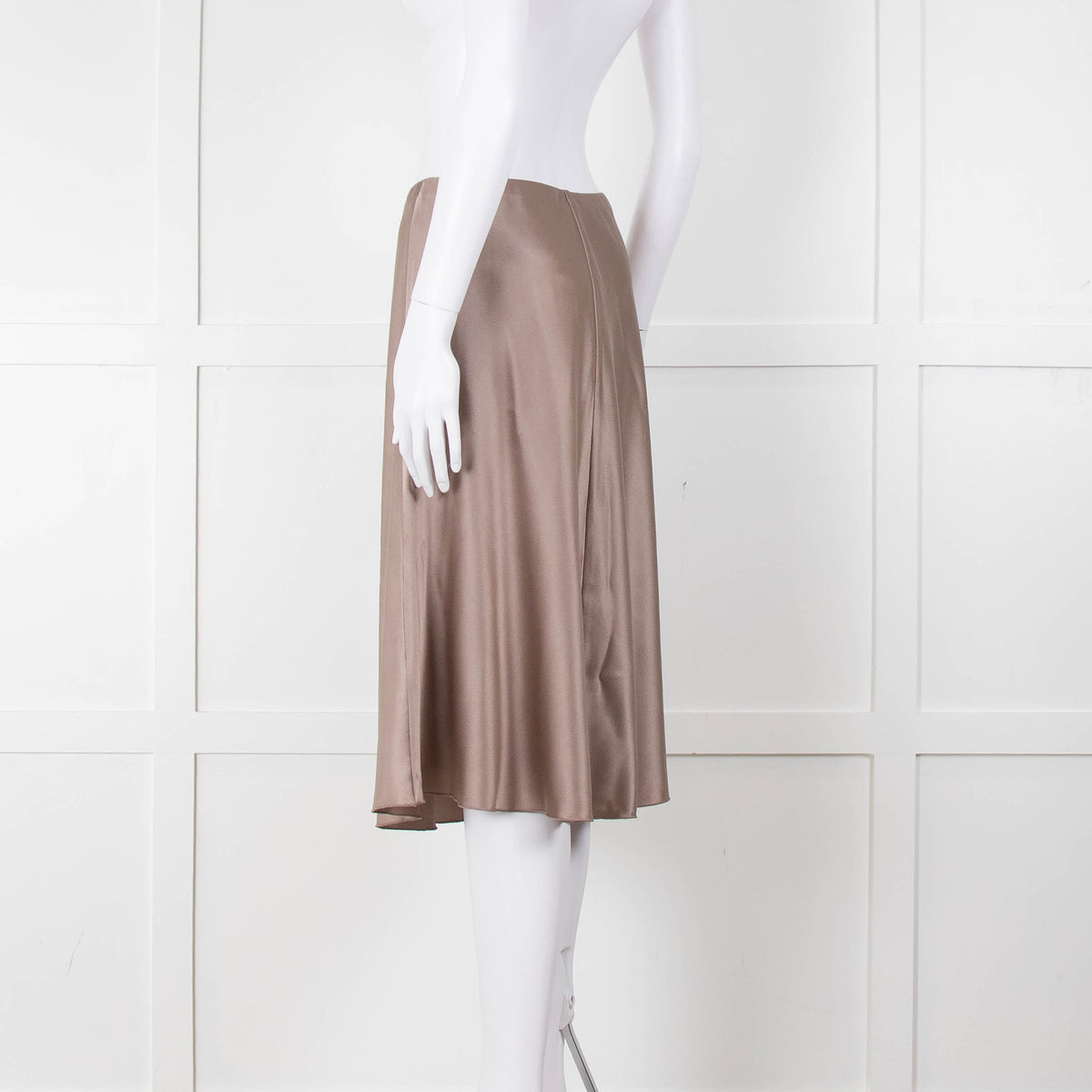 Amina Rubinacci Brown Silk Skirt With Elasticated Waist