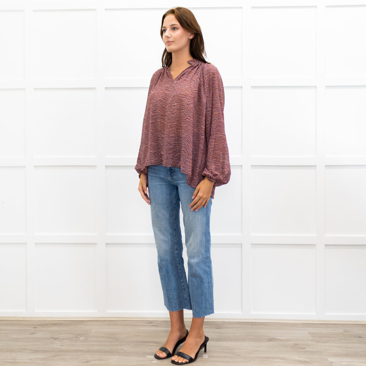 Second Female Blush Black Long Sleeve Blouse