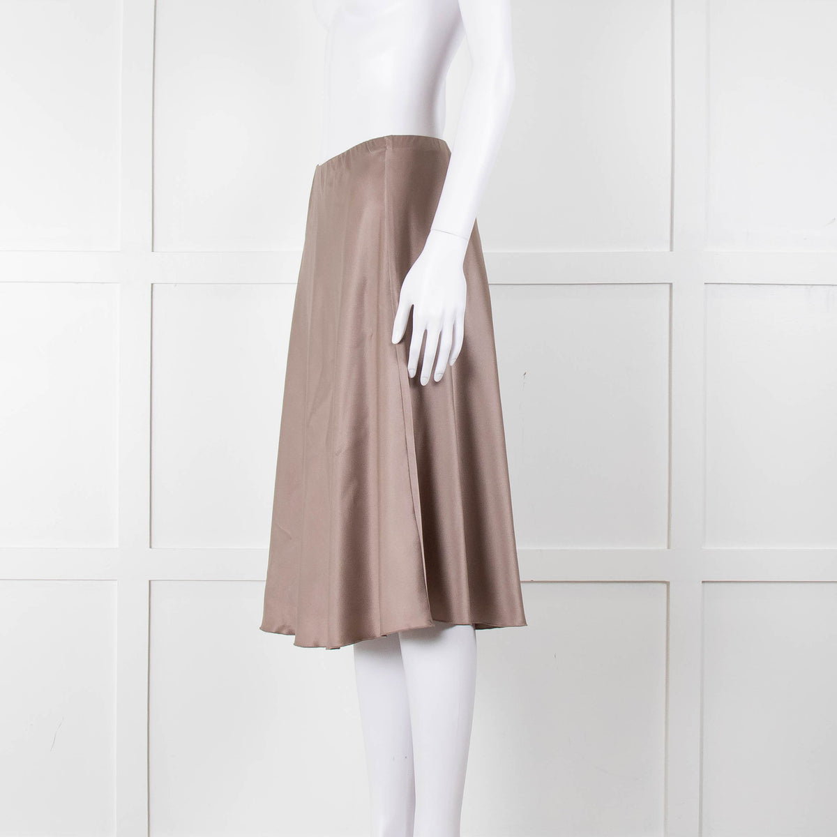 Amina Rubinacci Brown Silk Skirt With Elasticated Waist