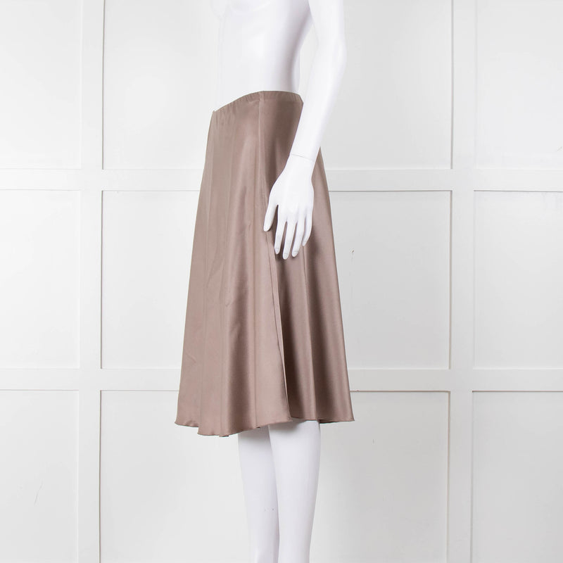 Amina Rubinacci Brown Silk Skirt With Elasticated Waist
