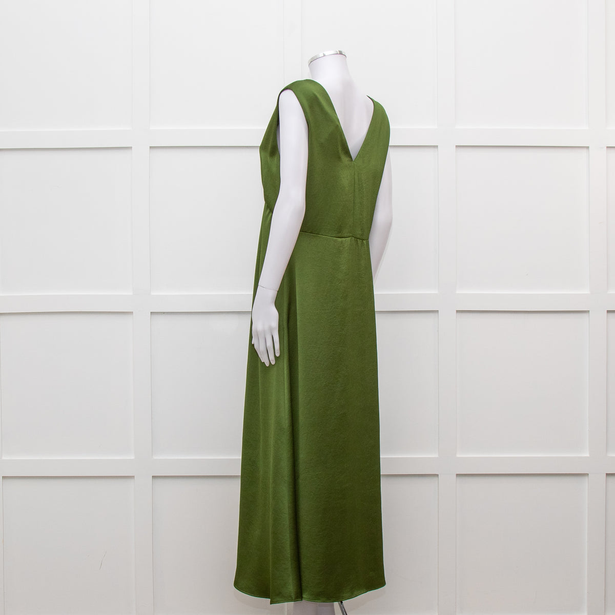Weekend Max Mara Green Satin Sleeveless Midi Dress