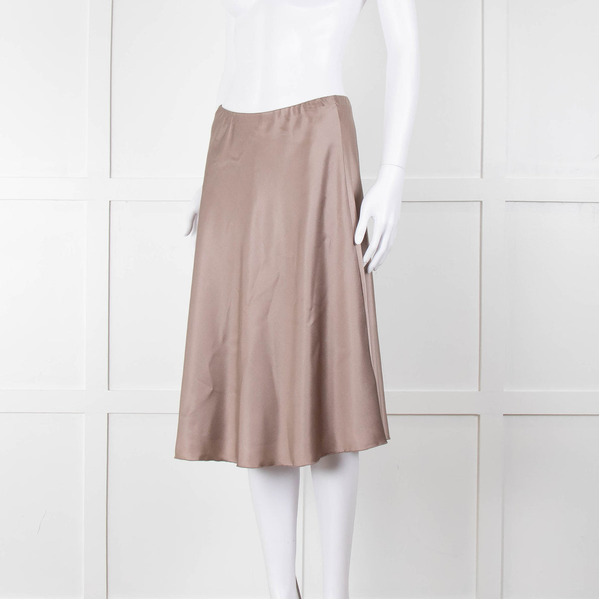 Amina Rubinacci Brown Silk Skirt With Elasticated Waist