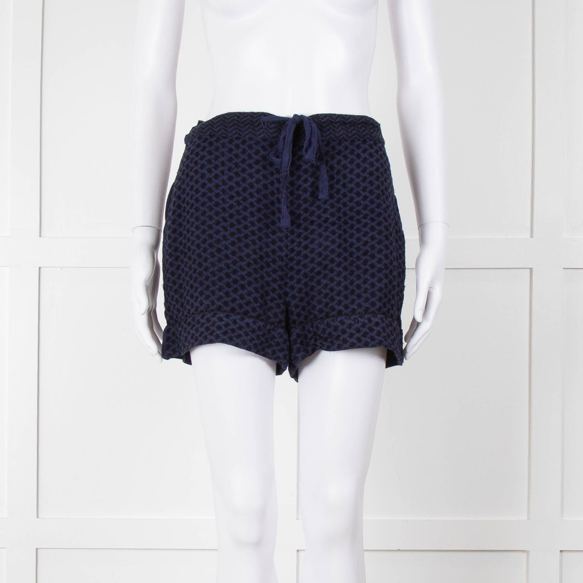 Cecilie Copenhagen Navy and Black Tie Front Shorts