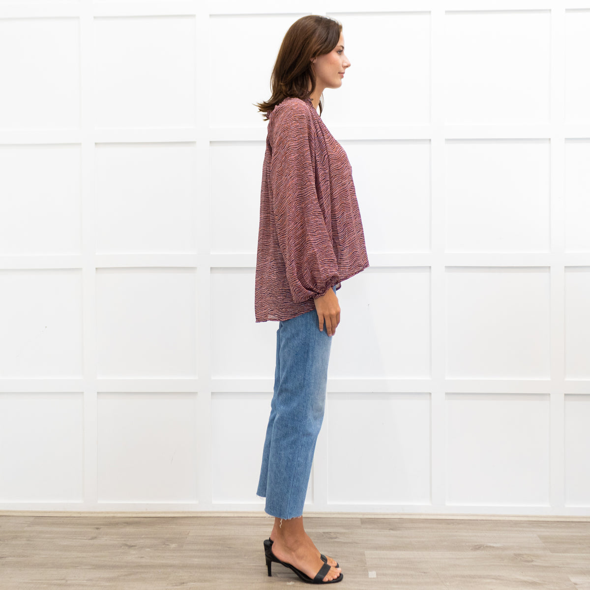 Second Female Blush Black Long Sleeve Blouse