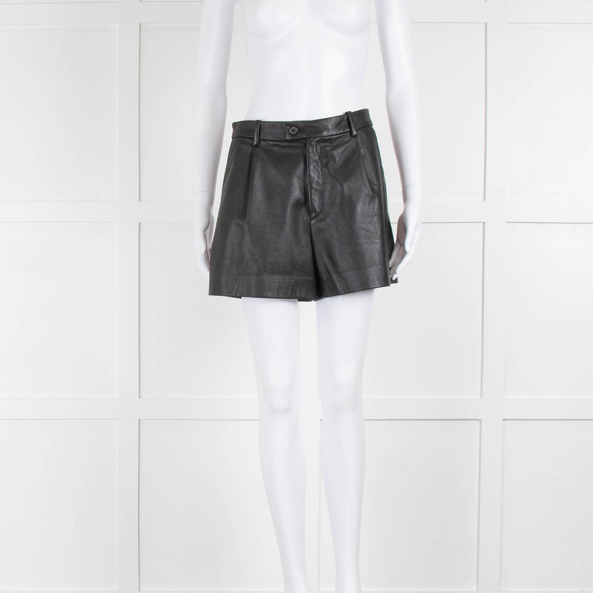Nili Lotan Cassie Black Leather Shorts