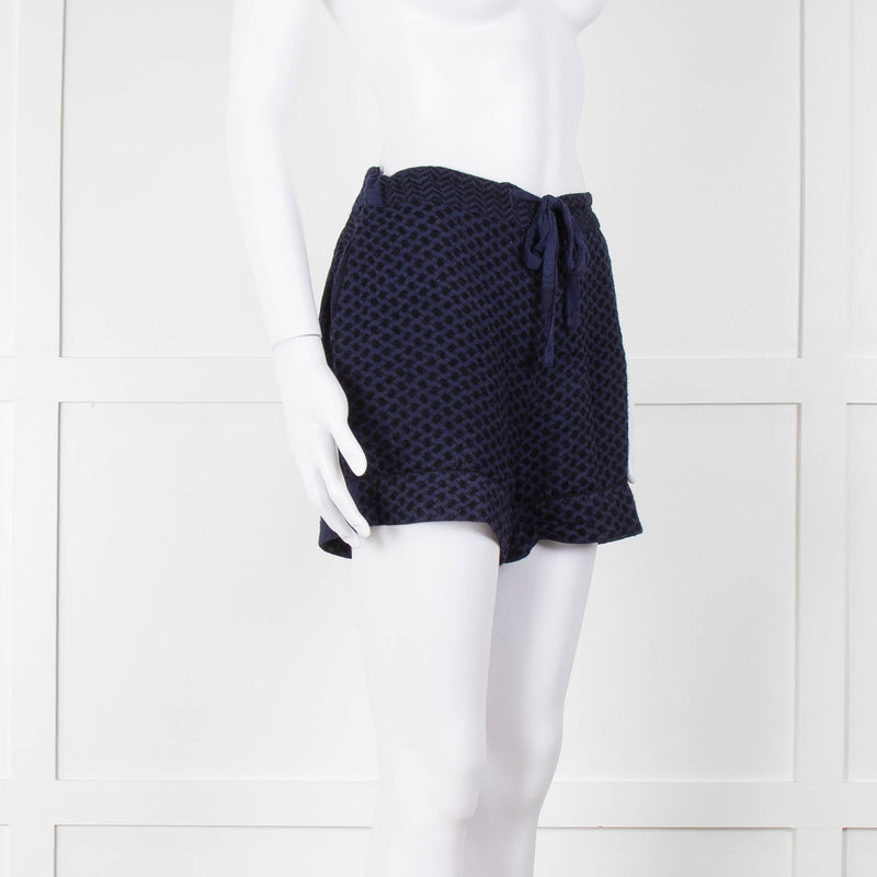 Cecilie Copenhagen Navy and Black Tie Front Shorts