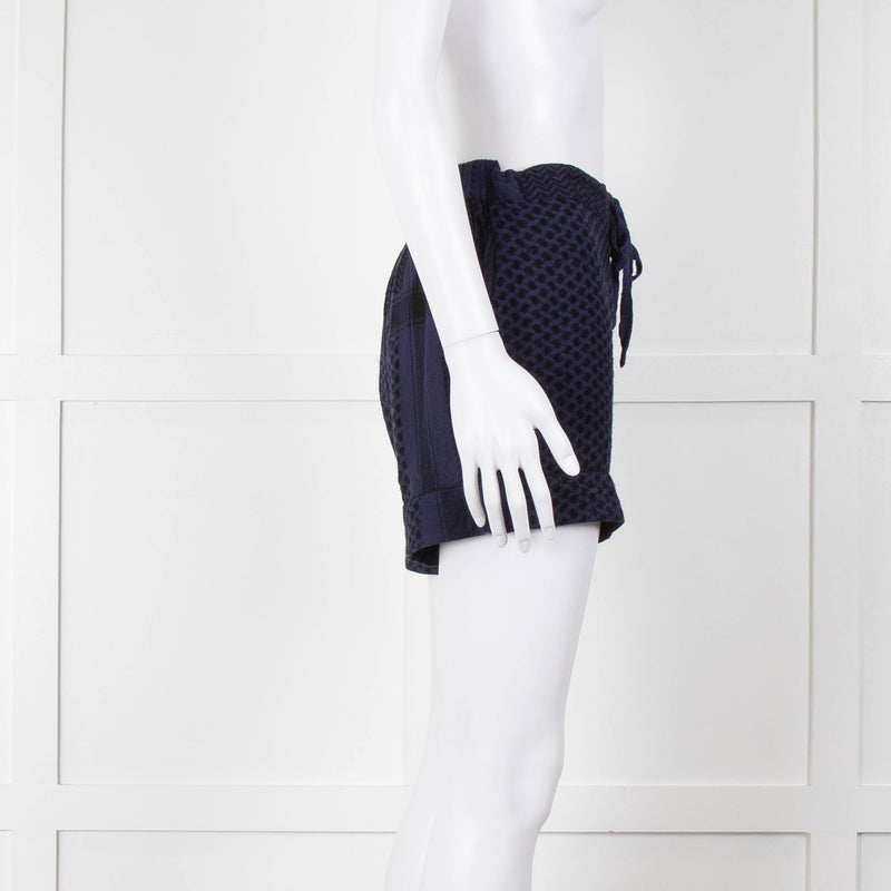 Cecilie Copenhagen Navy and Black Tie Front Shorts