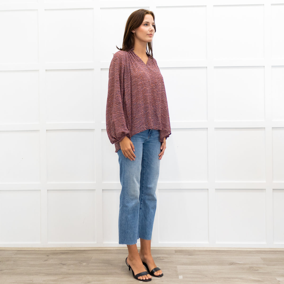 Second Female Blush Black Long Sleeve Blouse