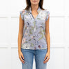 Gucci Powder Blue Flower Print Silk Sleeveless Shirt