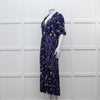 Self Portrait Navy White Floral Short Sleeve Long Dress