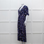 Self Portrait Navy White Floral Short Sleeve Long Dress