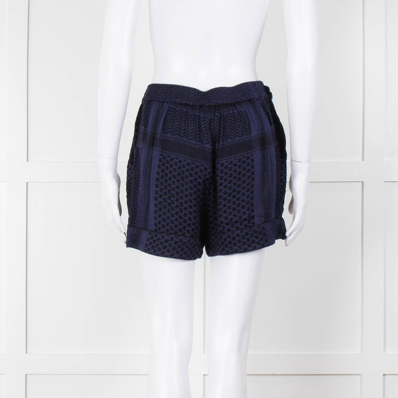 Cecilie Copenhagen Navy and Black Tie Front Shorts