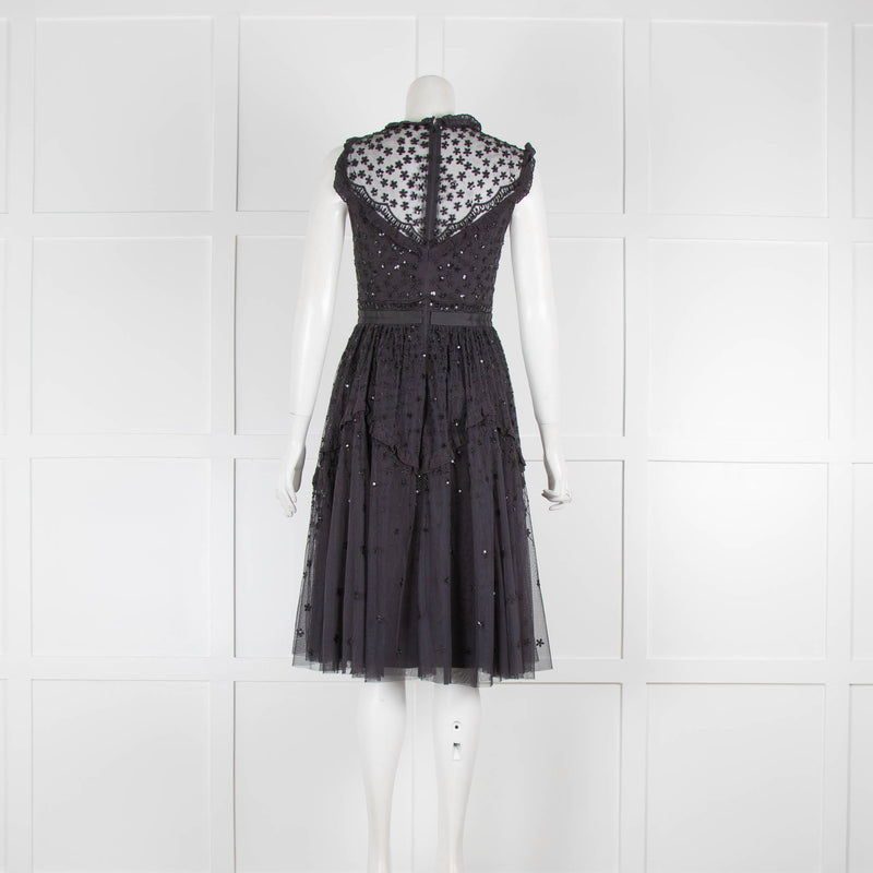 Needle & Thread Black Daisy Shimmer Midi Dress