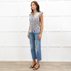 Gucci Powder Blue Flower Print Silk Sleeveless Shirt