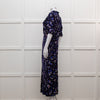 Self Portrait Navy White Floral Short Sleeve Long Dress