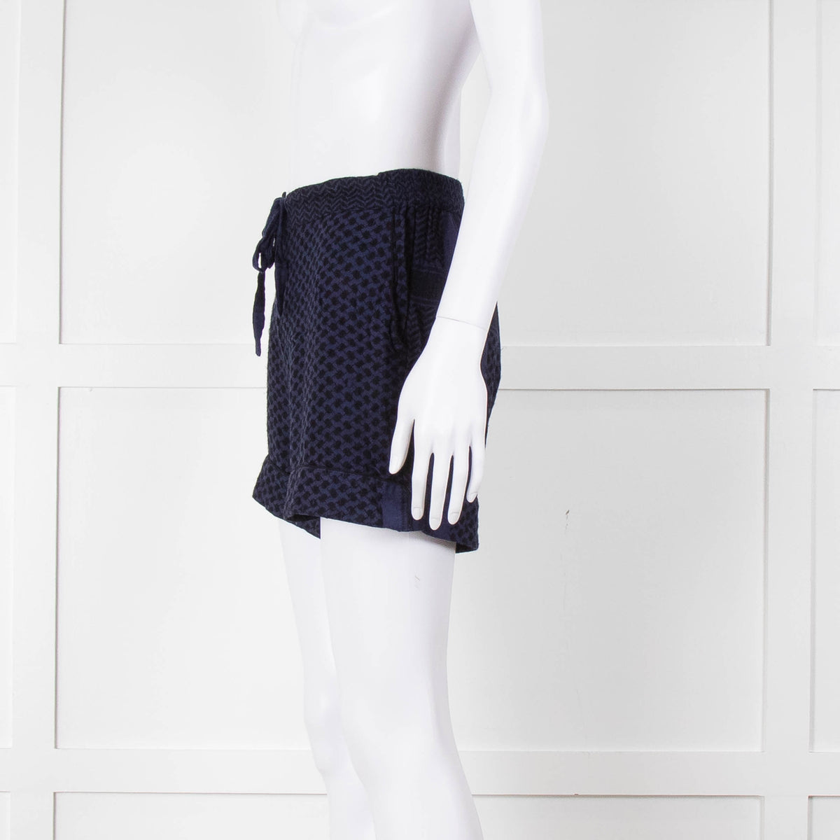 Cecilie Copenhagen Navy and Black Tie Front Shorts