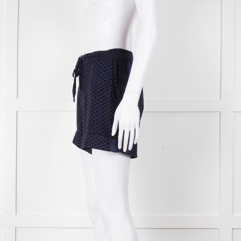 Cecilie Copenhagen Navy and Black Tie Front Shorts