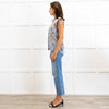 Gucci Powder Blue Flower Print Silk Sleeveless Shirt