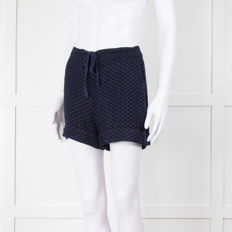 Cecilie Copenhagen Navy and Black Tie Front Shorts