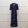 Self Portrait Navy White Floral Short Sleeve Long Dress