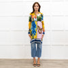 Weekend Max Mara Yellow Pink Green Silk Botanical Print Shirt Dress