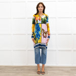Weekend Max Mara Yellow Pink Green Silk Botanical Print Shirt Dress