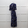 Self Portrait Navy White Floral Short Sleeve Long Dress