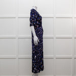 Self Portrait Navy White Floral Short Sleeve Long Dress