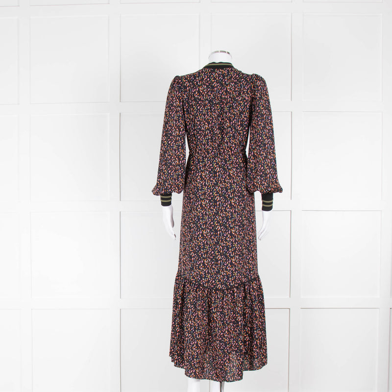 Me + Em Orange, Pink and Green Speckle Zip Front Maxi Dress