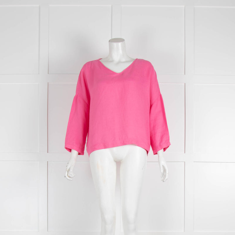 Henry Christ Pink Linen V Neck Shirt
