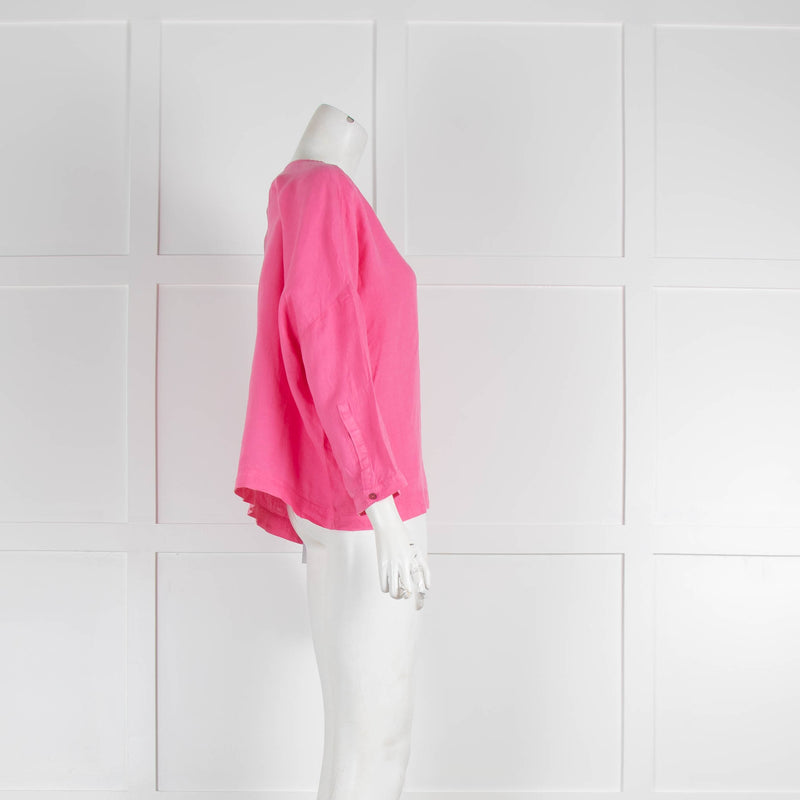 Henry Christ Pink Linen V Neck Shirt