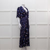 Self Portrait Navy White Floral Short Sleeve Long Dress