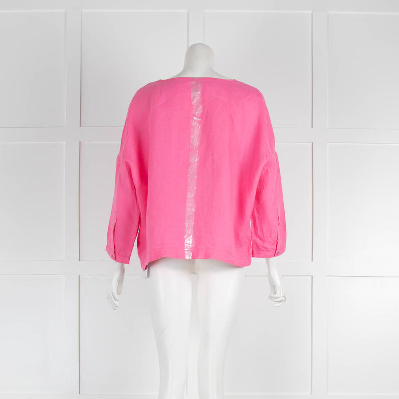 Henry Christ Pink Linen V Neck Shirt