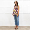 Marni Caramel Purple Flower Print Cotton Sleeveless Top