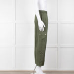 Silk95Five Khaki Green Silk Cargo Trousers