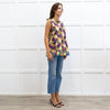 Marni Caramel Purple Flower Print Cotton Sleeveless Top