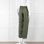 Silk95Five Khaki Green Silk Cargo Trousers