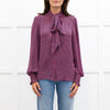 Me+Em Khaki And Pink Spot Silk Tie Neck Blouse
