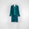 Boutique Moschino Teal Faux Fur Gold Button Coat