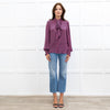 Me+Em Khaki And Pink Spot Silk Tie Neck Blouse