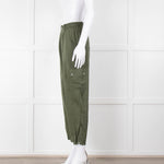 Silk95Five Khaki Green Silk Cargo Trousers