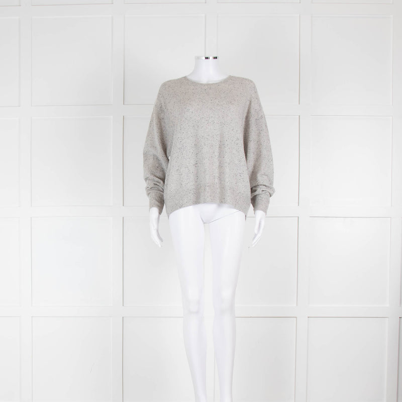 Crush Cashmere Grey Round Neck Flecked Jumper