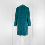 Boutique Moschino Teal Faux Fur Gold Button Coat