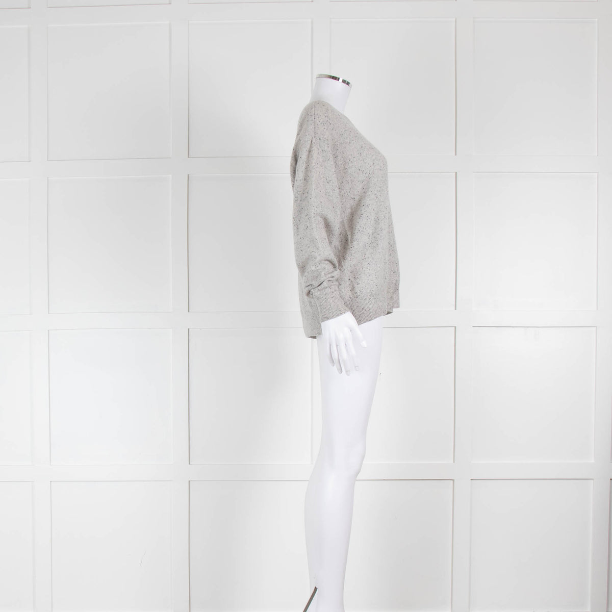 Crush Cashmere Grey Round Neck Flecked Jumper